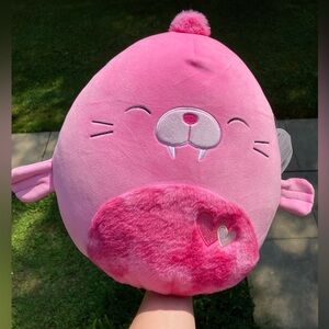 Squishmallows Pepper the Pink Walrus 12 inches Tie Dye Fuzzy Belly With Hearts